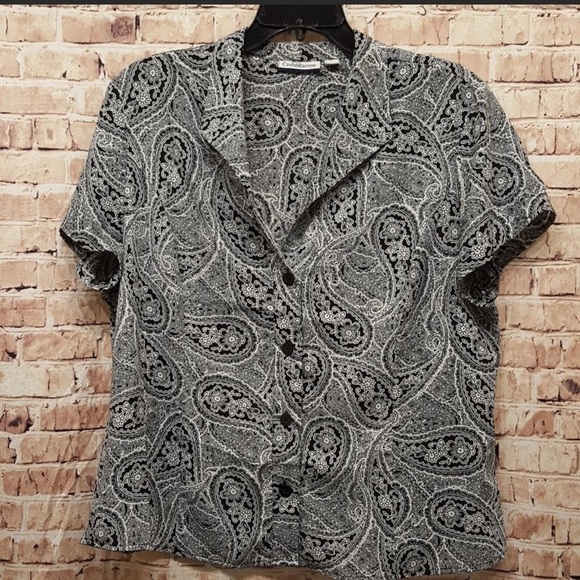 CROFT & Barrow Paisley Button Down Top - Picture 1 of 11